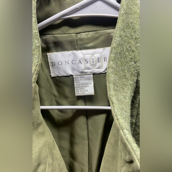 DONCASTER pea Green Wool Blend open Front Coat Jacket sz 6 s m - Picture 5 of 5